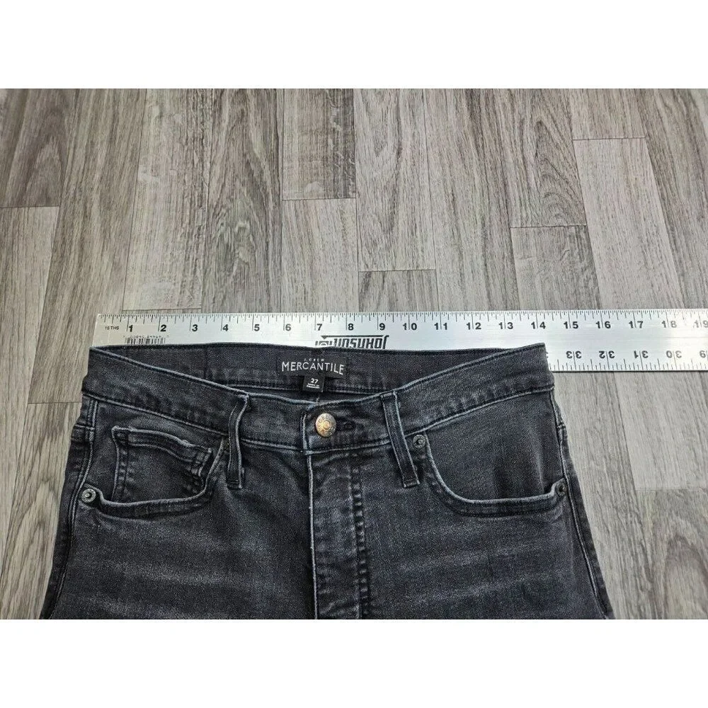 J. Crew‎ Womens Size 27 Mercantile Pockets Whiskered Black Grey Denim Jeans